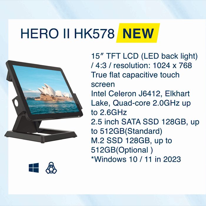 クアルコム キンギョソウ 450 (8コア) 1.8Ghz オールインワン POS、15.6インチ TF-TFT の 液晶 ワイドスクリーン ディスプレイ搭載