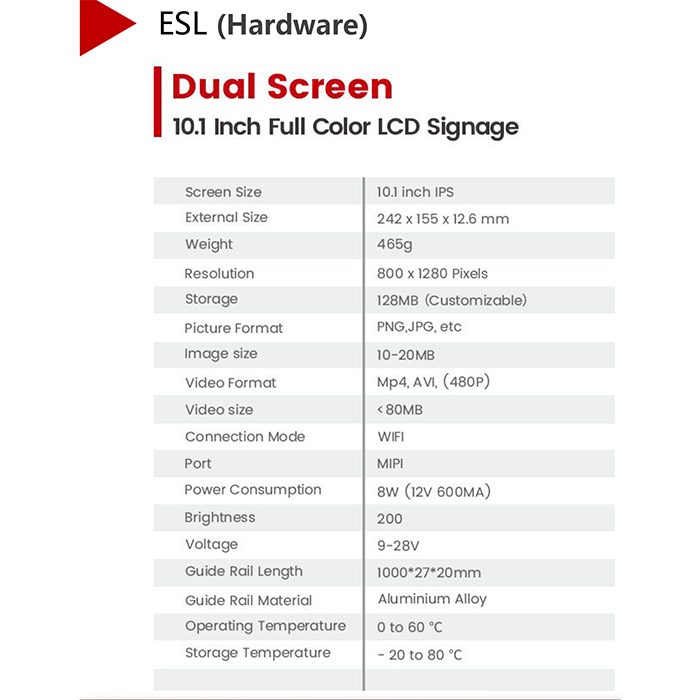 シングルスクリーン 10.1 インチ フルカラー 液晶 サイネージ